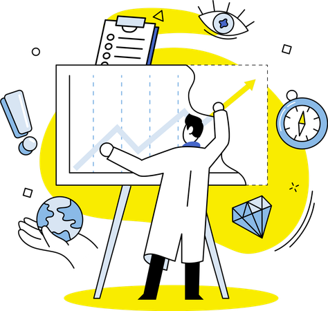 Männliche Datenvisualisierung bei der Geschäftsabwicklung  Illustration