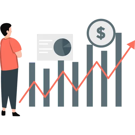 Mann macht Gewinn an der Börse  Illustration