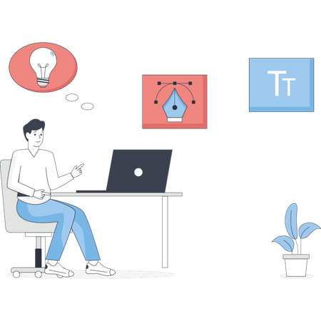 Mann, der Grafikdesign macht  Illustration