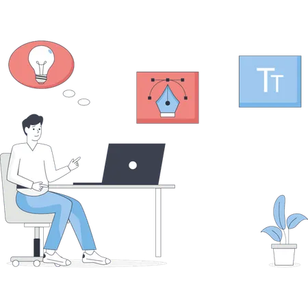Mann, der Grafikdesign macht  Illustration
