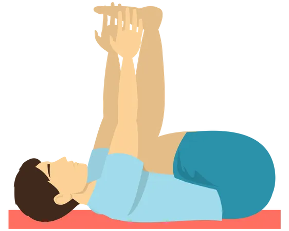 Mann macht Happy Baby Yoga-Pose  Illustration
