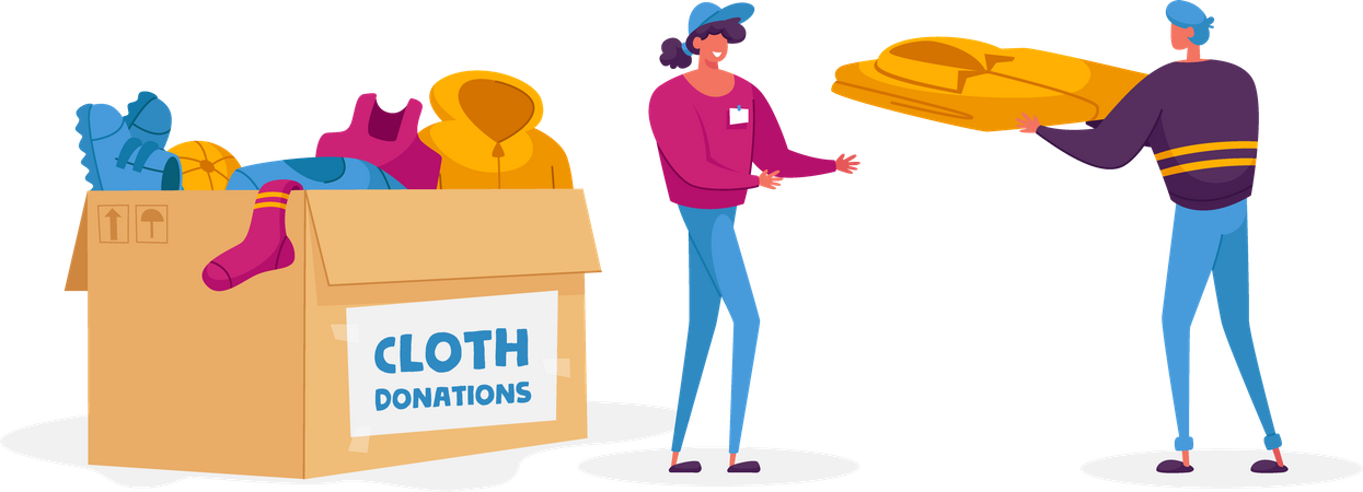 Mann macht Kleiderspendenaktion  Illustration