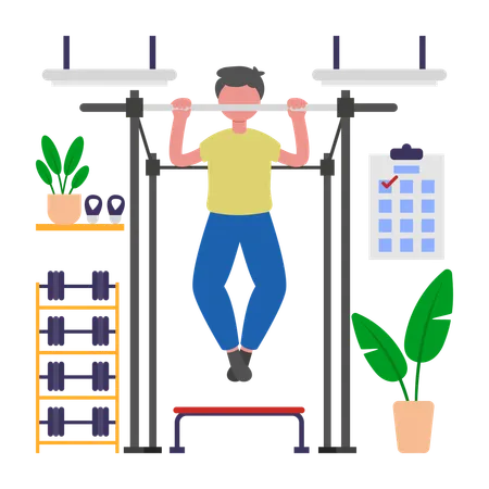 Mann macht Klimmzüge Illustration
