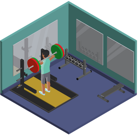 Mann macht im Fitnessstudio Kniebeugen  Illustration