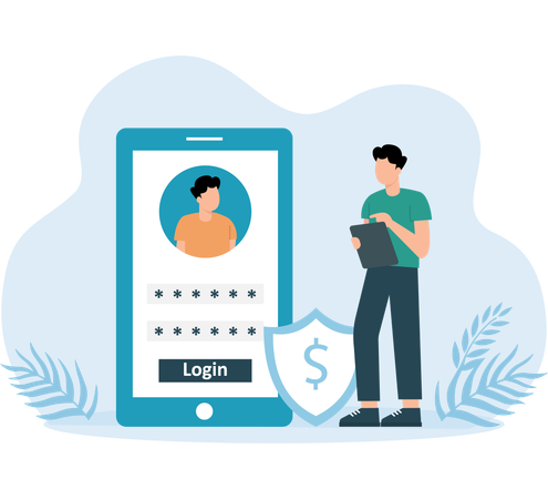 Mann beim Account-Login  Illustration