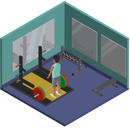 Mann macht Kreuzheben im Fitnessstudio  Illustration