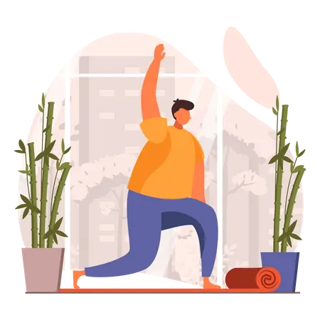 Mann macht Yoga in Kriegerpose  Illustration