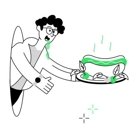 Mann macht Kürbissuppe  Illustration