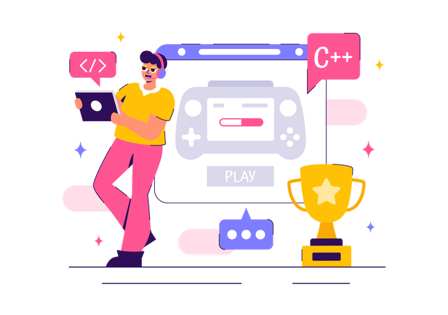 Mann macht Live-Spiel-Streaming auf Plattform  Illustration