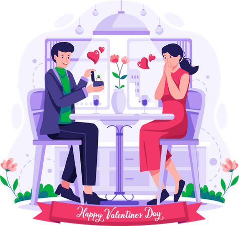 Mann macht Mädchen einen Heiratsantrag  Illustration