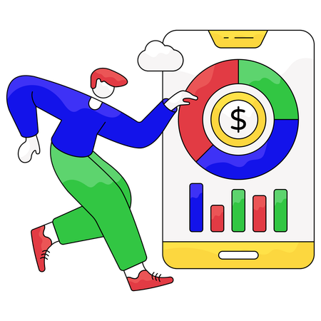 Mann führt mobile Analyse durch  Illustration