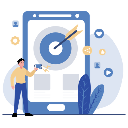 Mann macht Mobile Marketing  Illustration