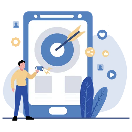 Mann macht Mobile Marketing  Illustration