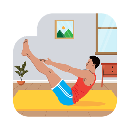 Mann macht morgendliche Dehnübungen  Illustration