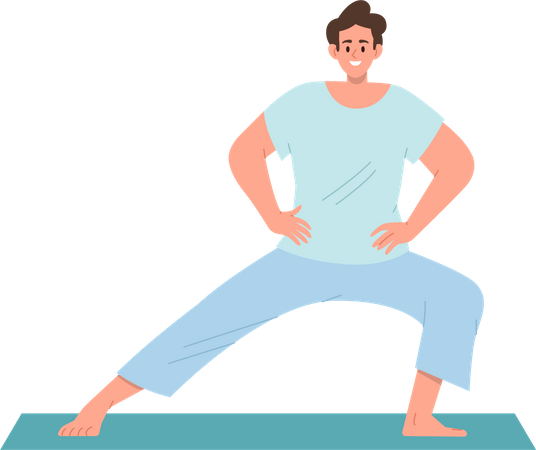 Mann macht morgens körperliche Fitness  Illustration