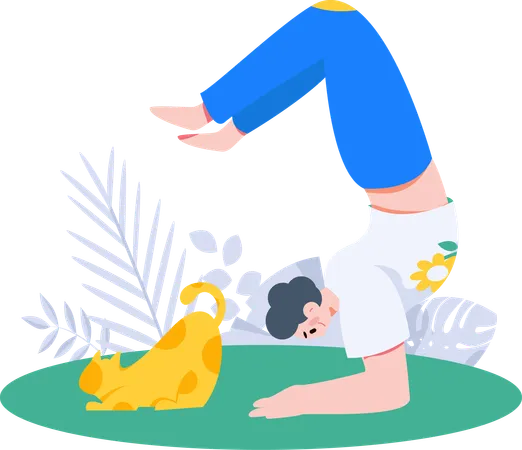 Der Mensch liebt es, morgens Yoga zu machen  Illustration