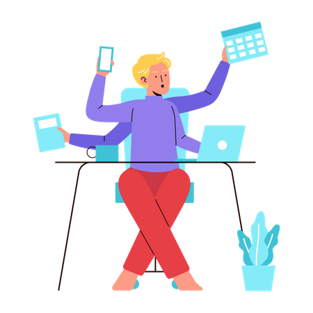 Mann macht Multitasking  Illustration