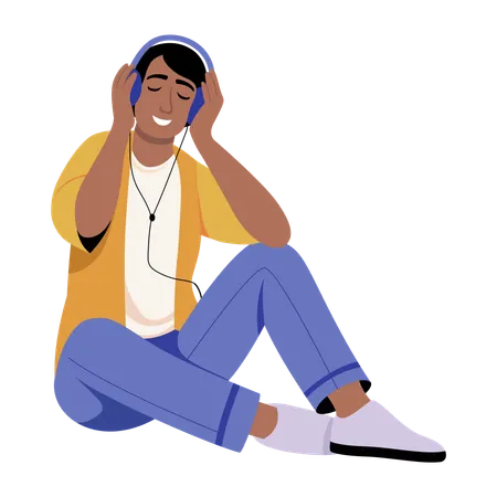 Mann macht Musiktherapie  Illustration
