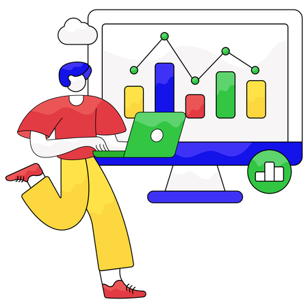 Mann macht Online-Analyse  Illustration