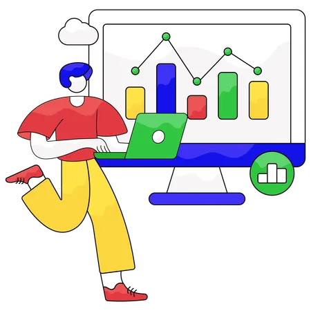 Mann macht Online-Analyse  Illustration