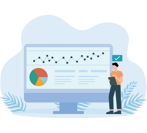 Mann führt Online-Analyse durch  Illustration