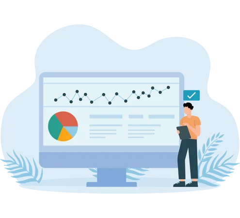 Mann führt Online-Analyse durch  Illustration