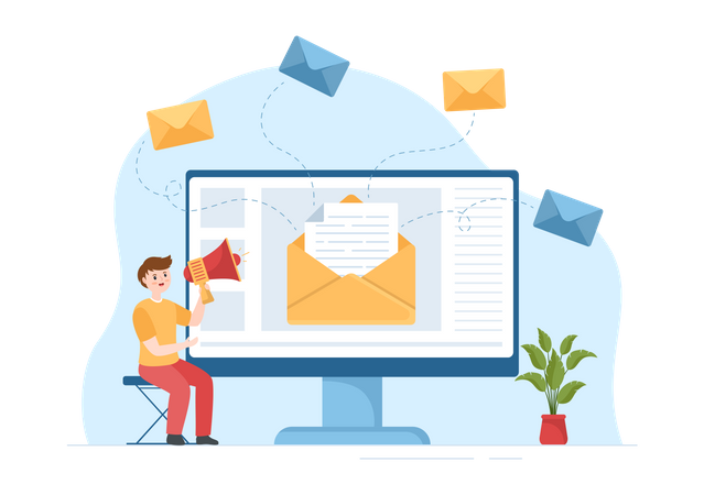 Mann macht Online-E-Mail-Marketing  Illustration