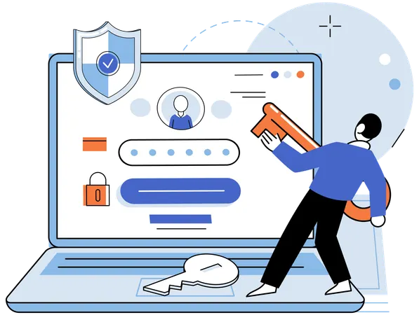 Mann meldet sich bei Online-Konto an  Illustration