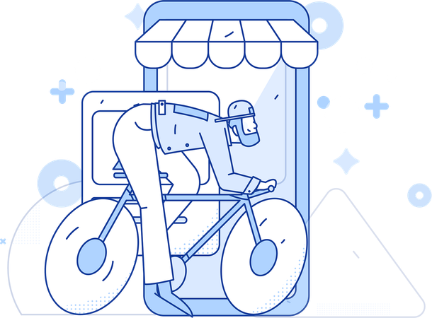 Mann beim Online-Shopping  Illustration