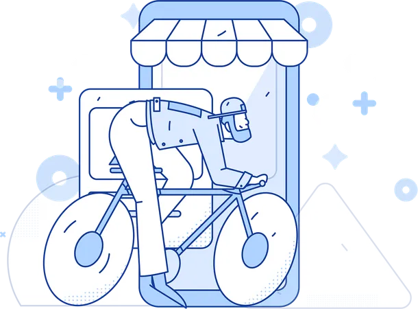 Mann beim Online-Shopping  Illustration