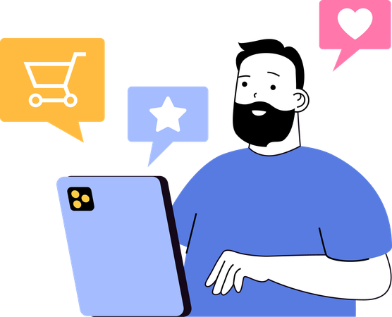 Mann beim Online-Shopping  Illustration