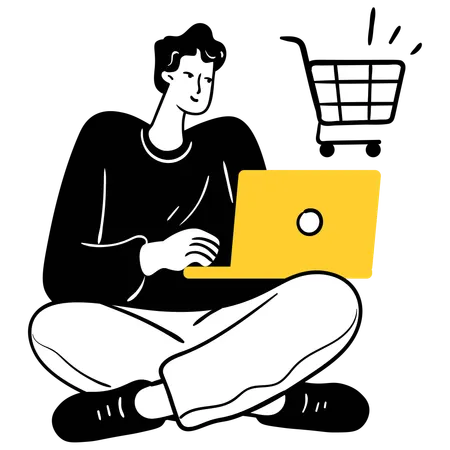 Mann beim Online-Shopping  Illustration