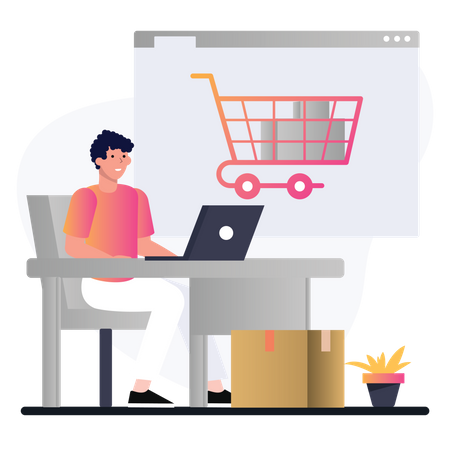 Mann beim Online-Shopping  Illustration