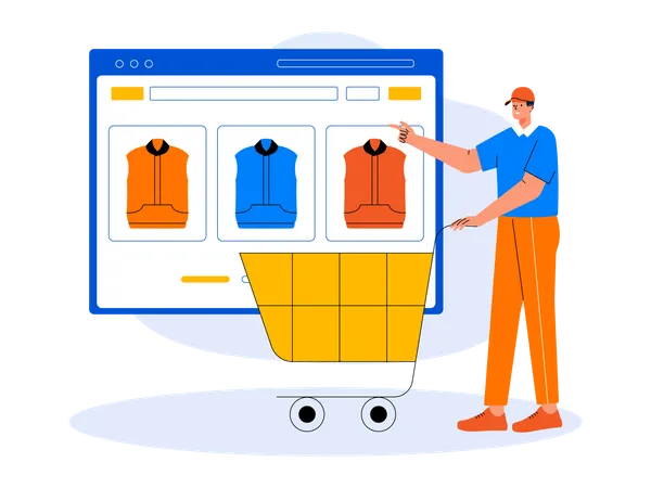 Mann beim Online-Shopping während des Cyber Monday-Ausverkaufs  Illustration