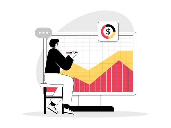 Mann führt technische Onlineanalyse durch  Illustration