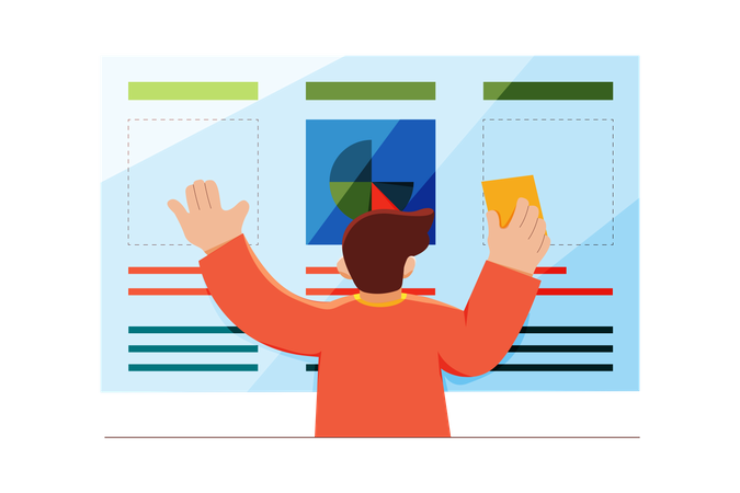 Mann macht Projektmanagement  Illustration