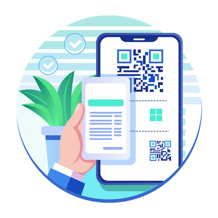 Mann macht QR-Zahlung  Illustration