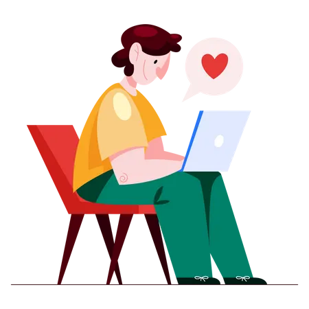 Mann führt romantischen Online-Chat  Illustration