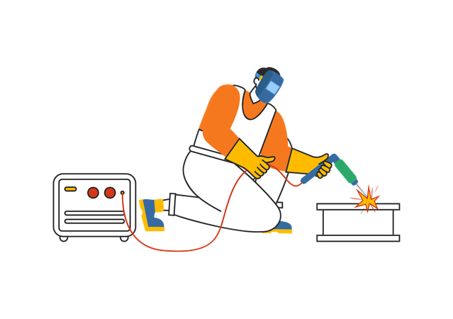 Mann bei Schweißarbeiten  Illustration