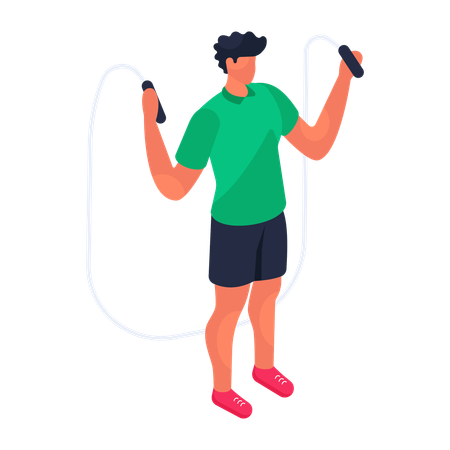 Mann macht Seilspringen  Illustration