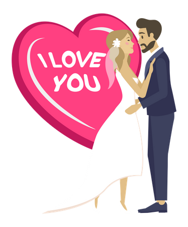 Mann macht seiner Frau einen Heiratsantrag  Illustration