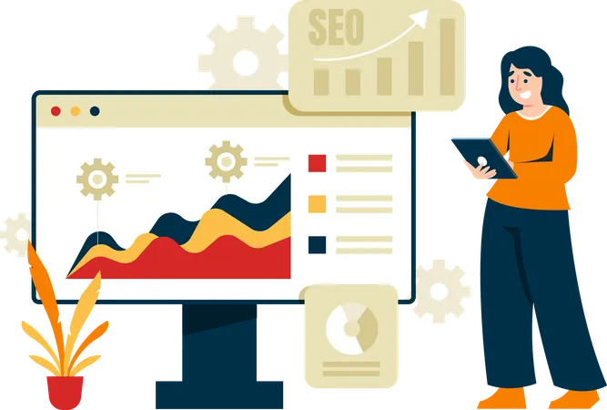 Mann führt SEO-Datenanalyse durch  Illustration