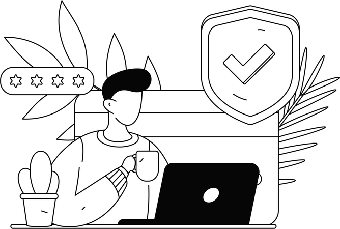 Mann bei sicherer Kartenzahlung  Illustration