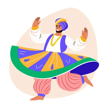 Mann beim Sikh-Tanz  Illustration