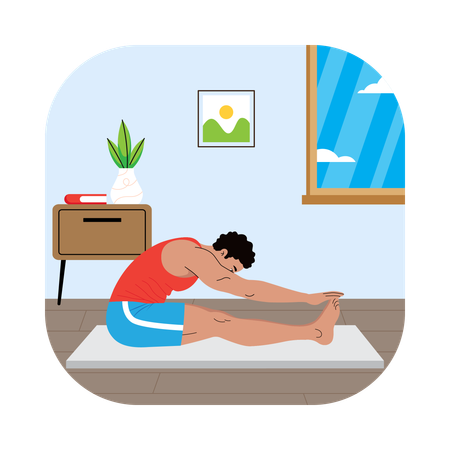 Mann macht sitzende Vorwärtsdehnung  Illustration
