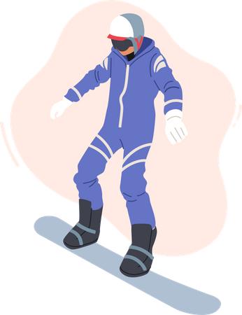 Mann beim Snowboarden  Illustration