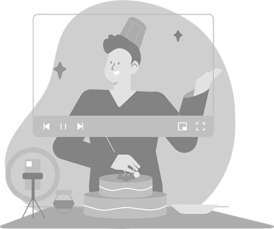 Mann erstellt Social-Media-Inhalte  Illustration