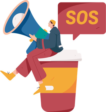 Mann macht SOS-Marketing  Illustration