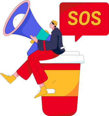 Mann macht SOS-Marketing  Illustration