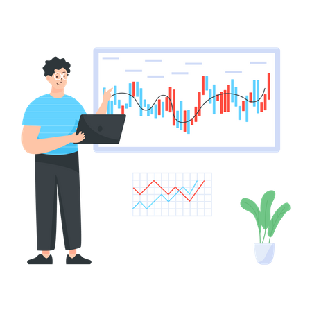 Mann führt technische Analyse durch  Illustration